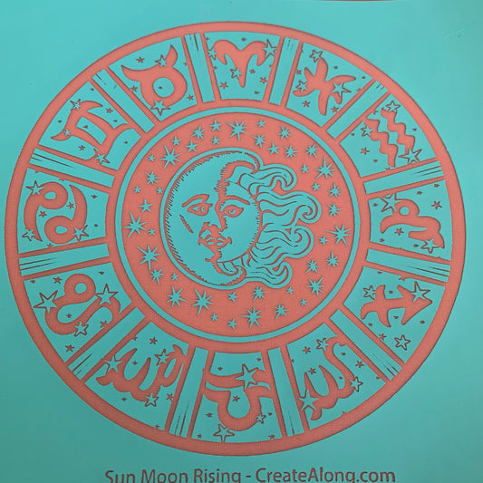 Silkscreen Sun Moon Rising Zodiac Horoscope trinket dish altar incense holder clay stencil