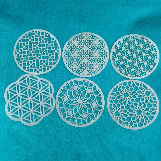Coin Set #3 Round Mandala Stencils 6 patterns for polymer clay art jewelry mixed media - Create Along 