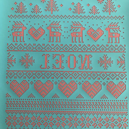 Knitted Noel Reindeer Knit Hearts Tree Silk Screen Stencil for Polymer Clay, Art Jewelry, Mixed Media - Create Along 