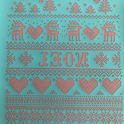 Knitted Noel Reindeer Knit Hearts Tree Silk Screen Stencil for Polymer Clay, Art Jewelry, Mixed Media - Create Along 