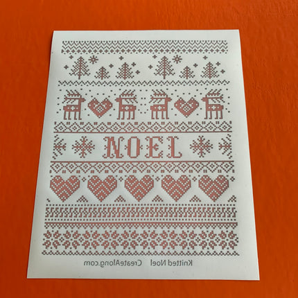 Knitted Noel Reindeer Knit Hearts Tree Silk Screen Stencil for Polymer Clay, Art Jewelry, Mixed Media - Create Along 