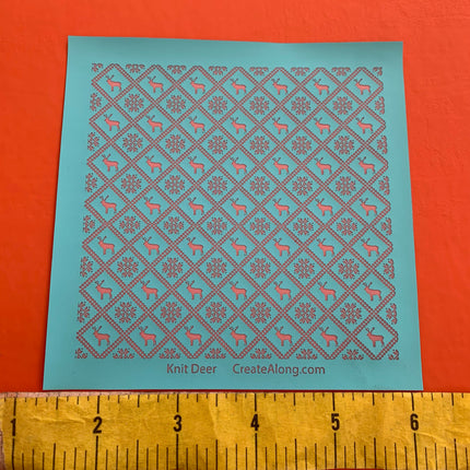 Knit Deer Holiday Winter Christmas Silk Screen Stencil for Polymer Clay, Art Jewelry, Mixed Media - Create Along 