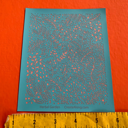 Herbal Garden Botanical Plant Tree Silk Screen Stencil for Polymer Clay, Art Jewelry, Mixed Media - Create Along 
