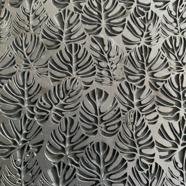 Tropical Large Monstera Leaves plant Rubber Stamp Texture Sheet Mat for polymer clay metal clay mixed media art - Create Along 