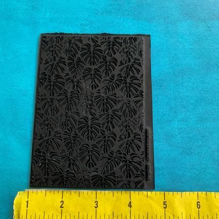 Tropical Large Monstera Leaves plant Rubber Stamp Texture Sheet Mat for polymer clay metal clay mixed media art - Create Along 