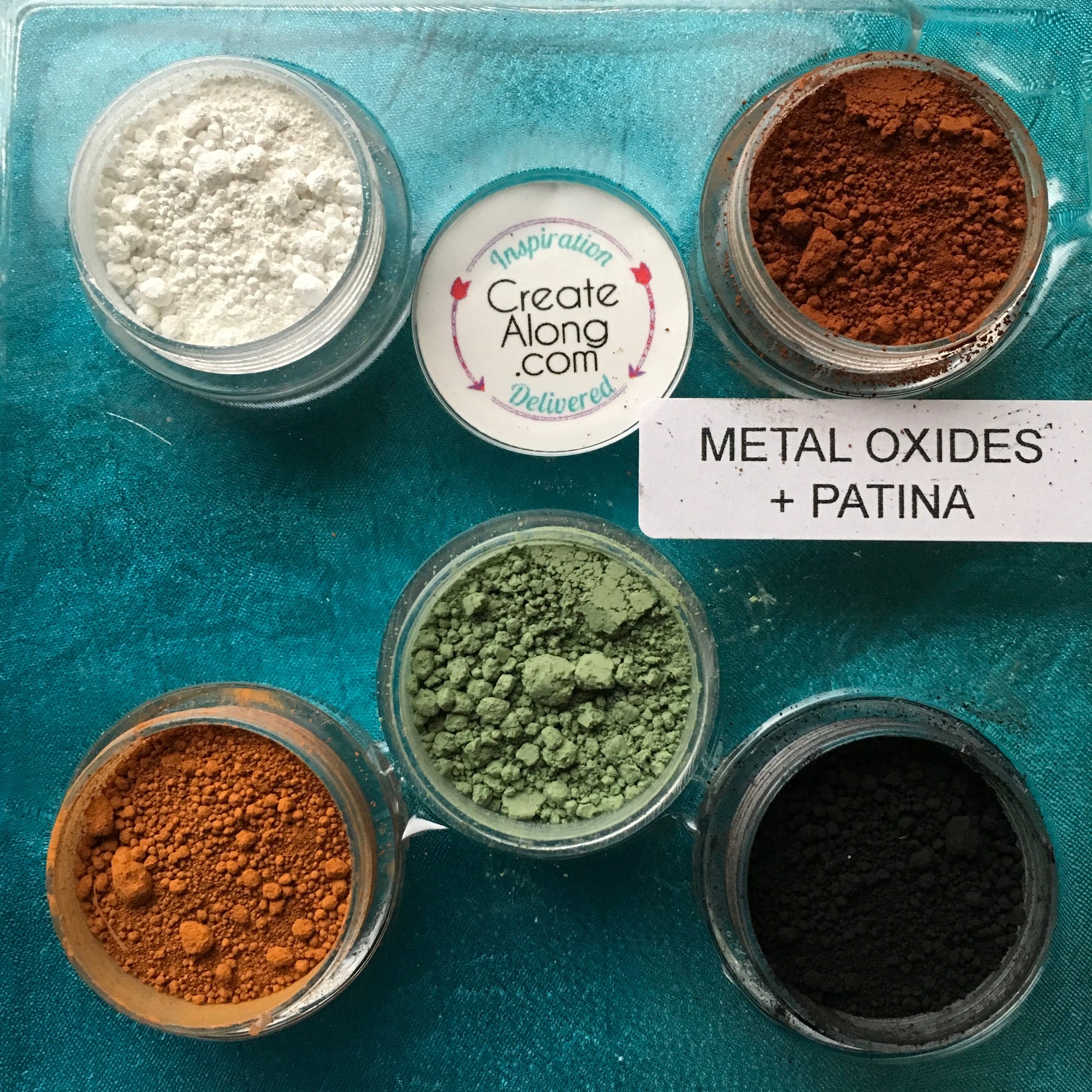 Pigments Mineral Palette Powders Metal Oxides Patina set of 5 - Polymer Clay TV tutorial and supplies
