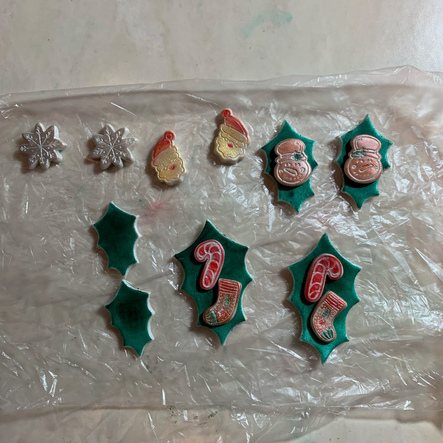 Christmas Cheer Studs Earring toppers Jewelry Silicone Mold polymer clay tools and supplies ideas