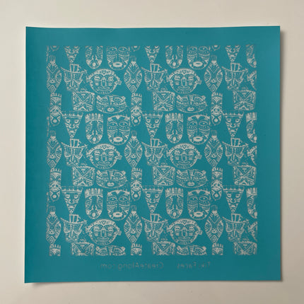 Tiki Faces Hawaii Tropical head polymer clay silk screen stencil - Create Along 