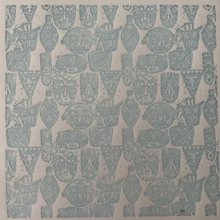 Tiki Faces Hawaii Tropical head polymer clay silk screen stencil - Create Along 