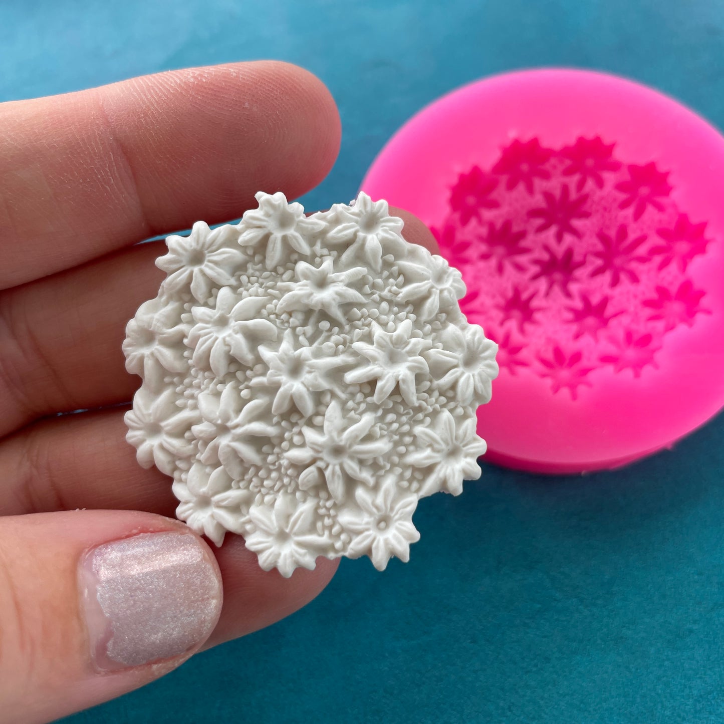 Polymer Clay Mold - mound of flowers floral works with resin, fondant, soap, food safe