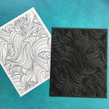 RIVER Rubber Stamp Ink Jumbo Texture Sheet for polymer clay gelli plate printing scrapbooking jewelry making mixed media art - Create Along 