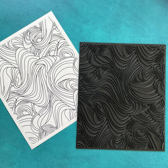RIVER Rubber Stamp Ink Jumbo Texture Sheet for polymer clay gelli plate printing scrapbooking jewelry making mixed media art - Create Along 