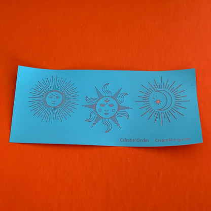 Silkscreen Polymer Celestial Circles Stencil for polymer clay - Create Along 