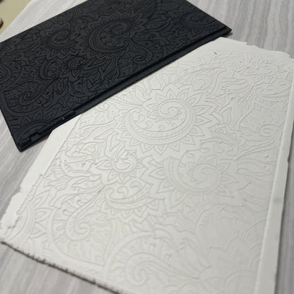 Fern Swirling botanical Rubber Stamp Texture Sheet Mat fine line clay stamp - Create Along 