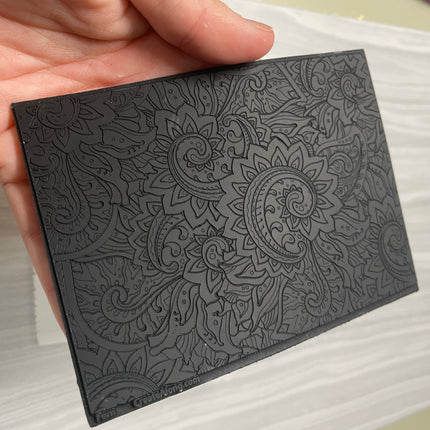 Fern Swirling botanical Rubber Stamp Texture Sheet Mat fine line clay stamp - Create Along 