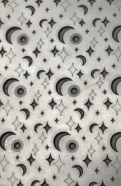Sparkle Sky stars moons Rubber Stamp Texture Sheet Mat for polymer clay metal clay mixed media art - Create Along 