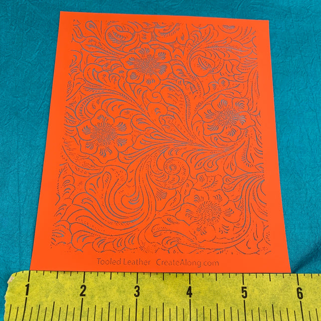 Silkscreen Tooled Leather Faux Stencil for Polymer Clay and Mixed Media - Create Along 