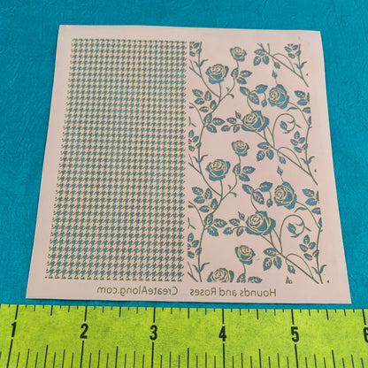 Silkscreen Hounds and Roses Stencil for Polymer Clay, Art Jewelry, and Mixed Media - Polymer Clay TV tutorial and supplies