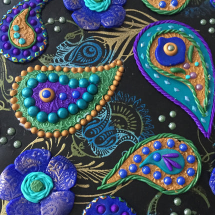 Make a Dimensional Boho Paisley and Peacock Feather Polymer Clay Slab Online Workshop with Cindi McGee - Create Along 