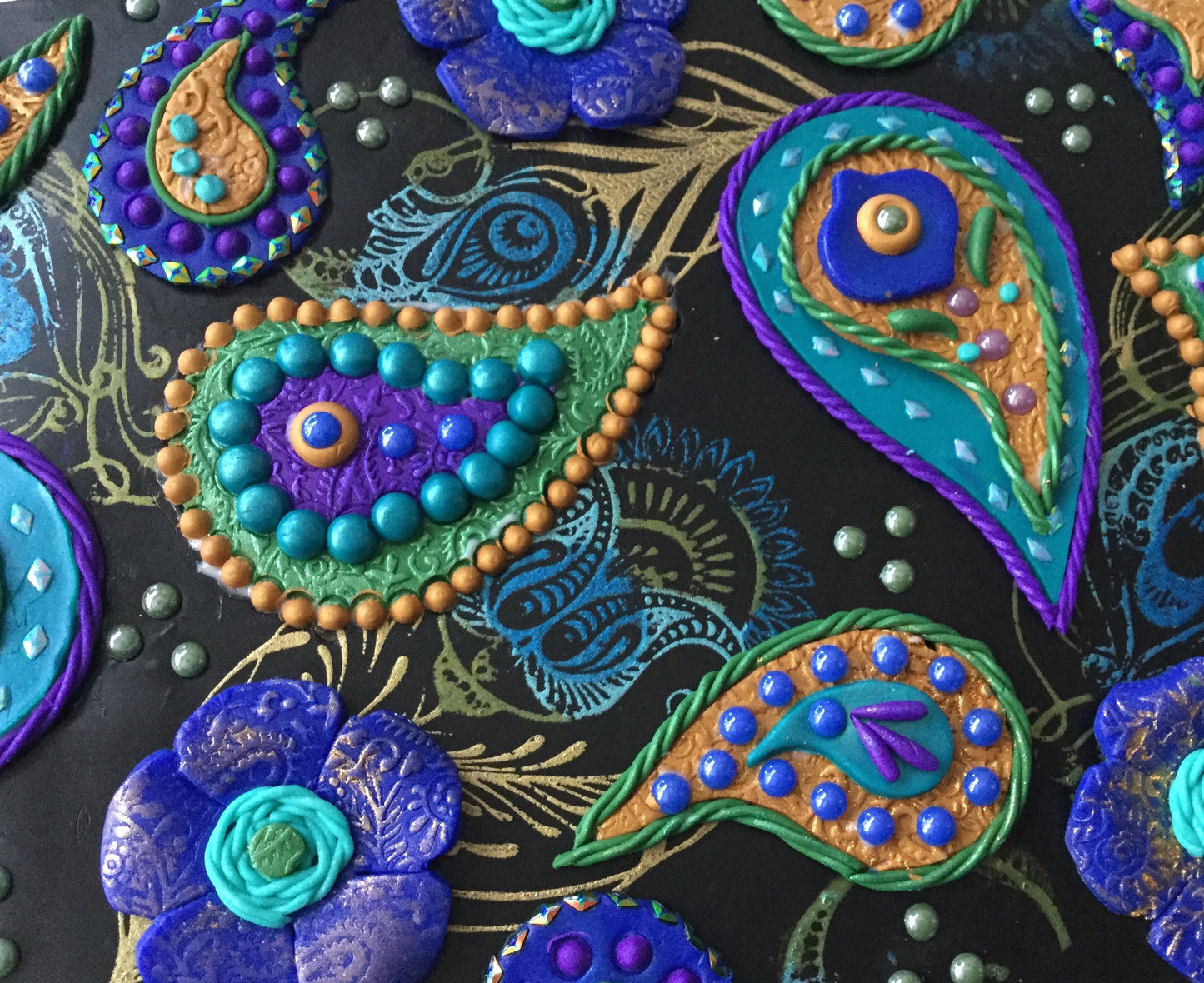 Make a Dimensional Boho Paisley and Peacock Feather Polymer Clay Slab Online Workshop with Cindi McGee