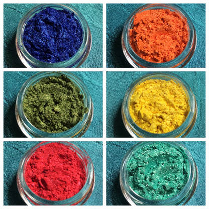 Pigments Mica Powders Summer Brights for Polymer Clay, Art Jewelry and Mixed Media color shimmer - Create Along 