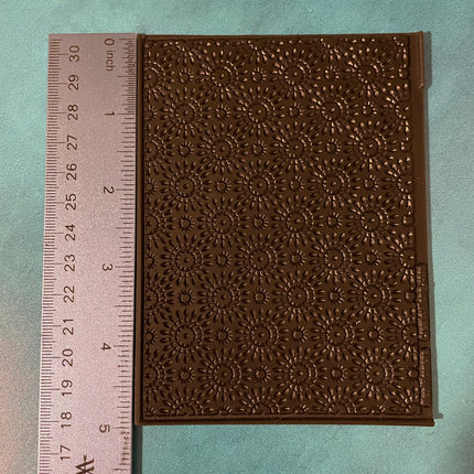 MexiFlowers Rubber Stamp Texture Sheet Mat for polymer clay metal clay mixed media art - Create Along 