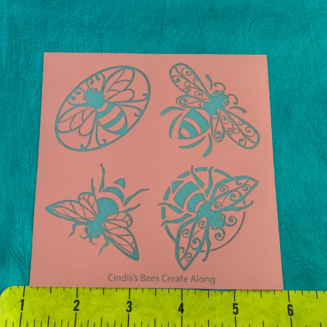 Cindis 4 Bees, polymerclay Silckscreen,stencil - Create Along 