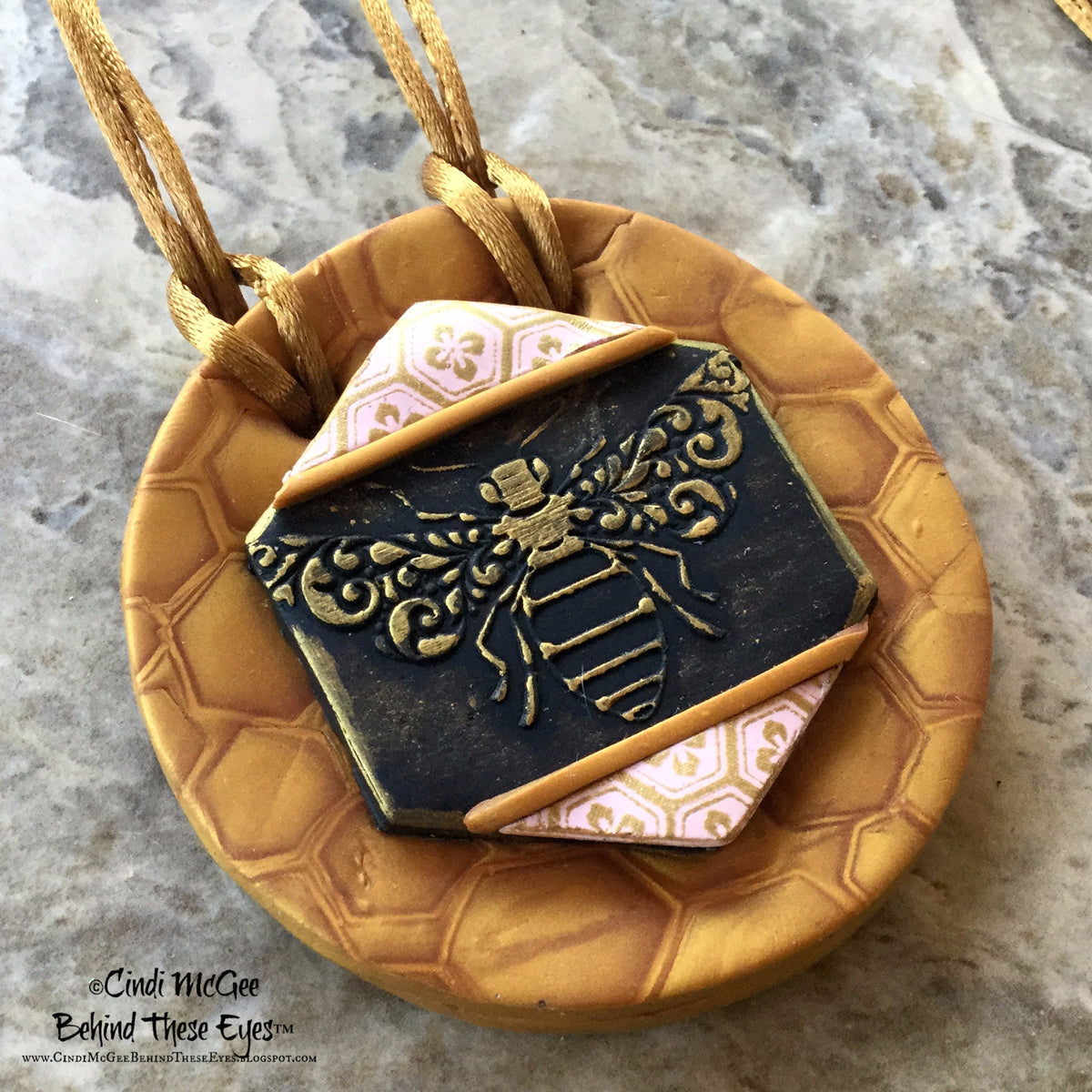 Set of 3 Cindi McGee Queen Bees Deco Disc stamps texture polymer clay art jewelry mixed-media