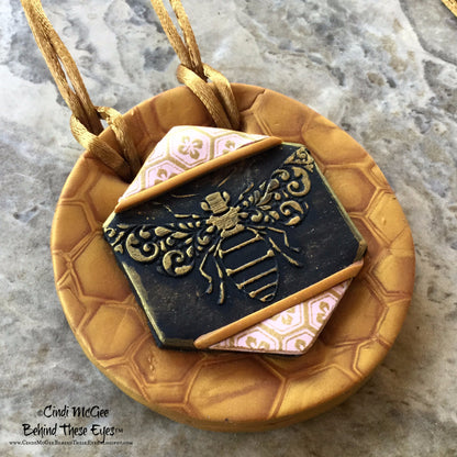 Set of 3 Cindi McGee Queen Bees Deco Disc stamps texture polymer clay art jewelry mixed-media