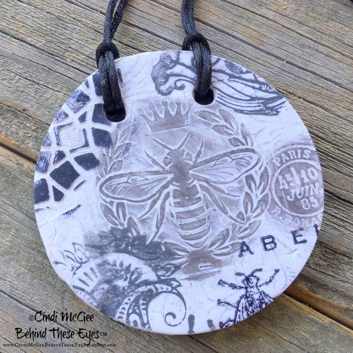 Set of 3 Cindi McGee Queen Bees Deco Disc stamps texture polymer clay art jewelry mixed-media