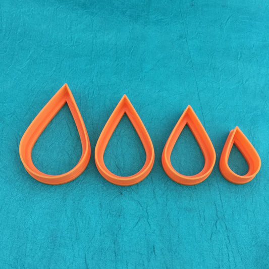 Tear Drop Rain Drop Graduated Sized Set of 4 Jewelry Sized polymer clay Cutters - Polymer Clay TV tutorial and supplies
