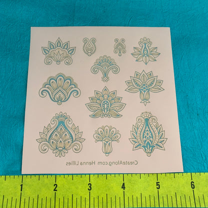Silkscreen Henna Lilies elements Stencil For Polymer Clay - Polymer Clay TV tutorial and supplies