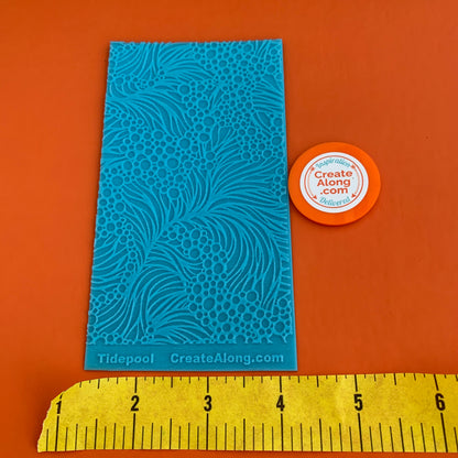 Tide Pool ocean seaweed Texture Mat Silicone rubber Stamp for polymer clay paper Gelli plate and resin bubbles - Create Along 