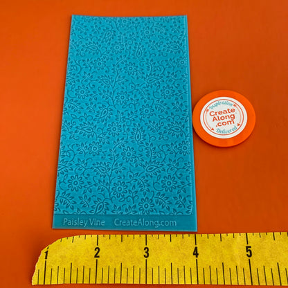 Paisley Vine Texture Mat Silicone rubber Stamp for polymer clay paper Gelli plate and resin