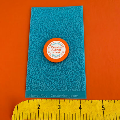 Flower Riot Texture Mat Silicone rubber Stamp for polymer clay paper Gelli plate and resin - Create Along 