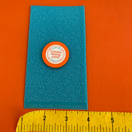 Cindi's Peacock Texture Mat Silicone rubber Stamp for polymer clay paper Gelli plate and resin - Create Along 