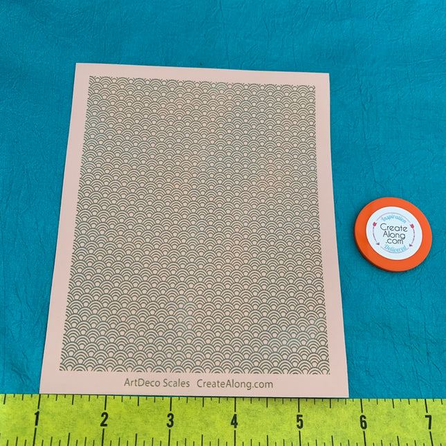 Silkscreen Stencil Art Deco Fish Scales polymer clay - Create Along 