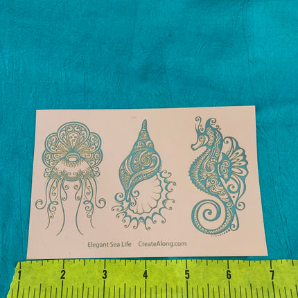 Silkscreen Cindi's Elegant Sea Life polymer clay Stencil Pattern - Create Along 