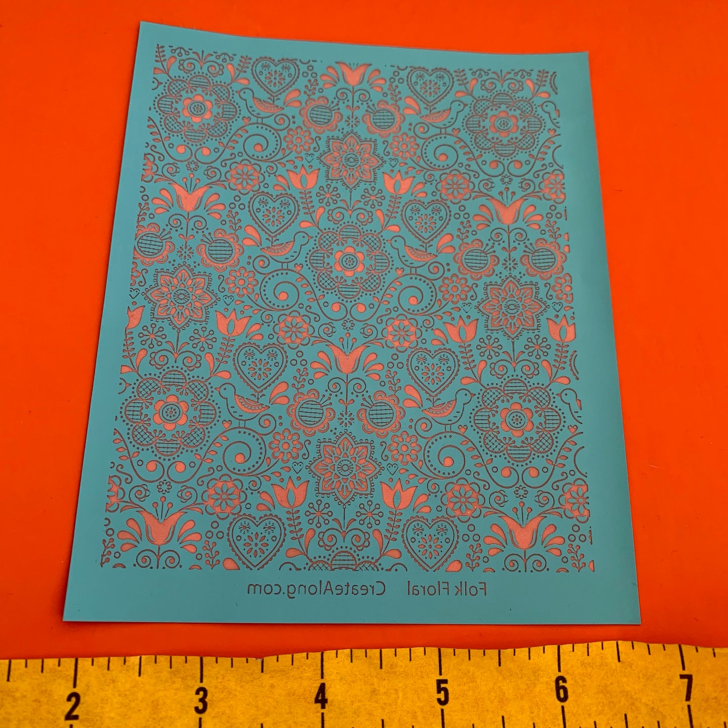 Silkscreen Stencil Folk Floral botanical for Polymer Clay and Mixed Media