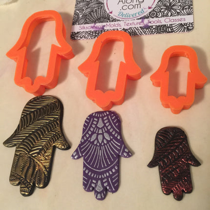 Hamsa Jewelry Sized set of 3 Hand of Fatima polymer clay Cutters - Create Along 