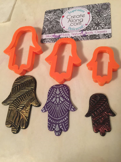 Hamsa Jewelry Sized set of 3 Hand of Fatima polymer clay Cutters - Create Along 