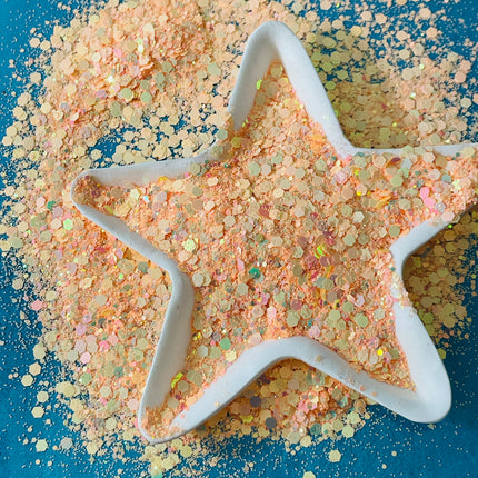 Glitter Peach Cobbler holo for pens candles earrings clay resin mugs slime tumblers nail art 2 oz - Create Along 
