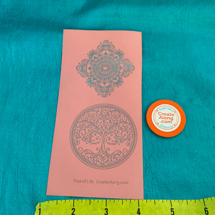 Silkscreen Polymer Clay Tree of Life Trading Coins Stencil great for art jewelry and mixed media - Create Along 