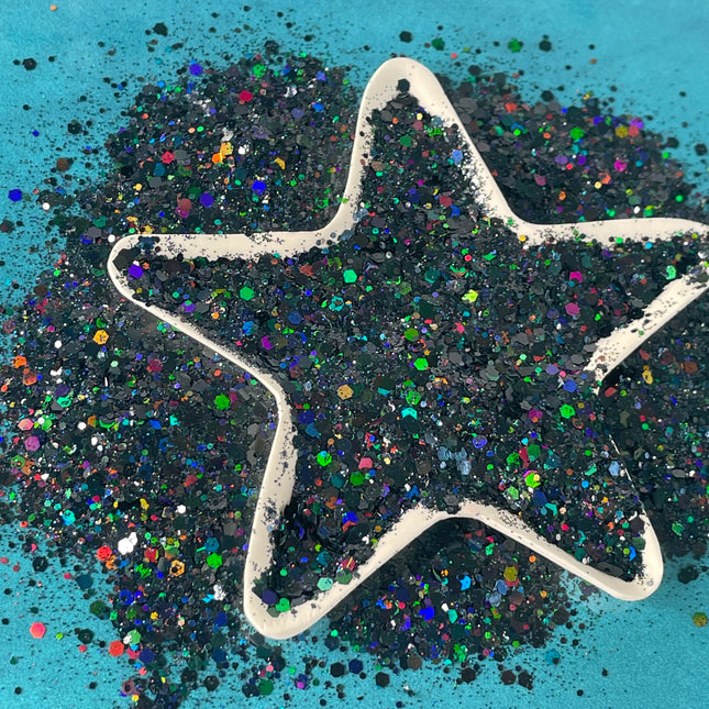 Oil Slick black holographic Chunky Glitter for pens candles earrings clay resin mugs slime tumblers nail art 2 oz - Create Along 