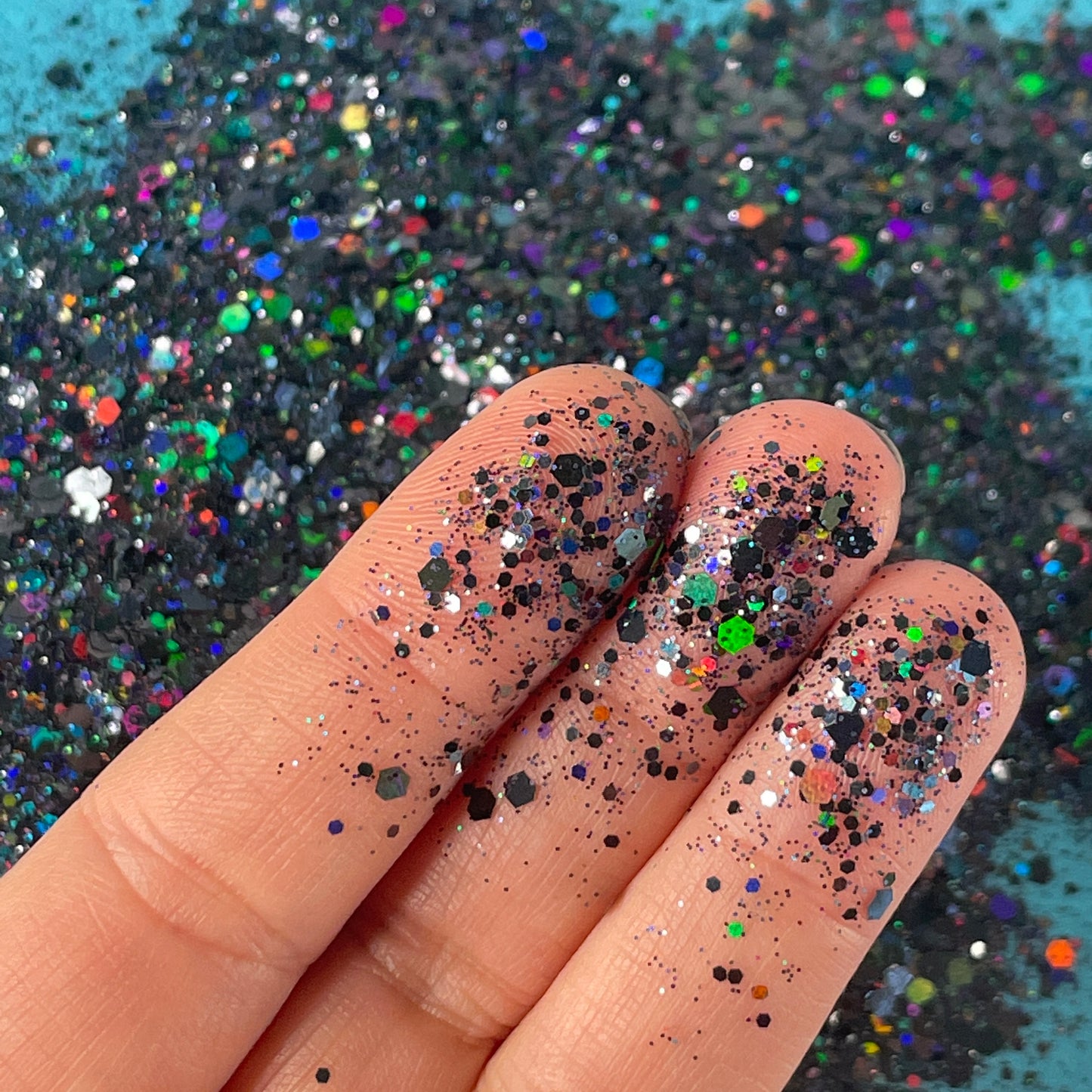 Oil Slick black holographic Chunky Glitter for pens candles earrings clay resin mugs slime tumblers nail art 2 oz