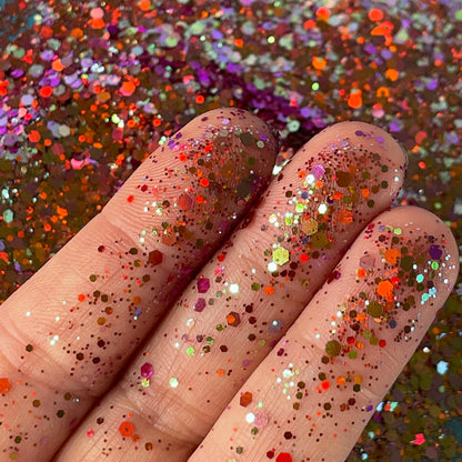 Paradise Red Orange Purple Green Holo Chunky Glitter for pens candles earrings clay resin mugs slime tumblers nail art 2 oz - Create Along 