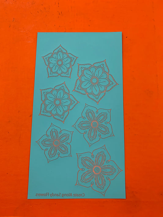 Silkscreen Stencil Sandy's Flowers Henna Boho For Crafting, Polymer Clay + Mixed Media