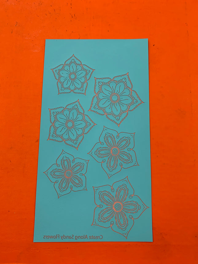 Silkscreen Stencil Sandy's Flowers Henna Boho For Crafting, Polymer Clay + Mixed Media - Create Along 