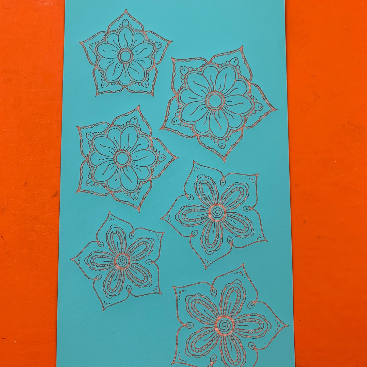 Silkscreen Stencil Sandy's Flowers Henna Boho For Crafting, Polymer Clay + Mixed Media