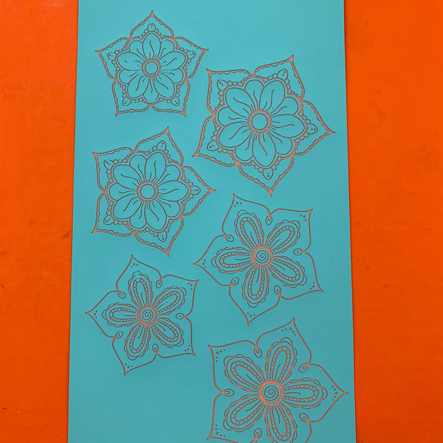 Silkscreen Stencil Sandy's Flowers Henna Boho For Crafting, Polymer Clay + Mixed Media - Create Along 